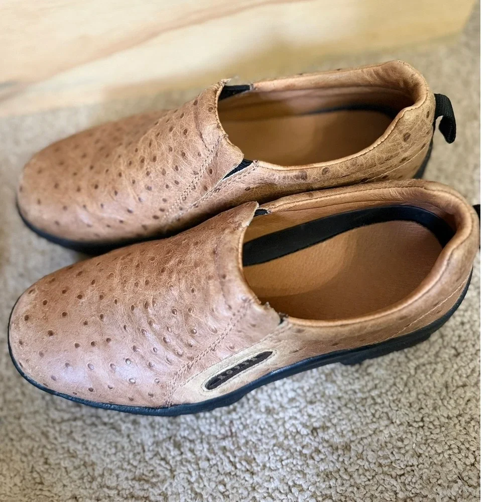 Men's Roper Ostrich Slip On Shoes Brown 9